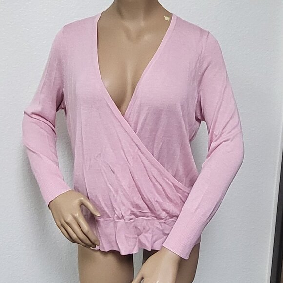 NWOT Torrid light pastel pink wrap-look long sleeve sweater lightweight size 00 - Picture 1 of 8
